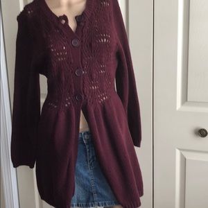 Burgundy Knit Cardigan